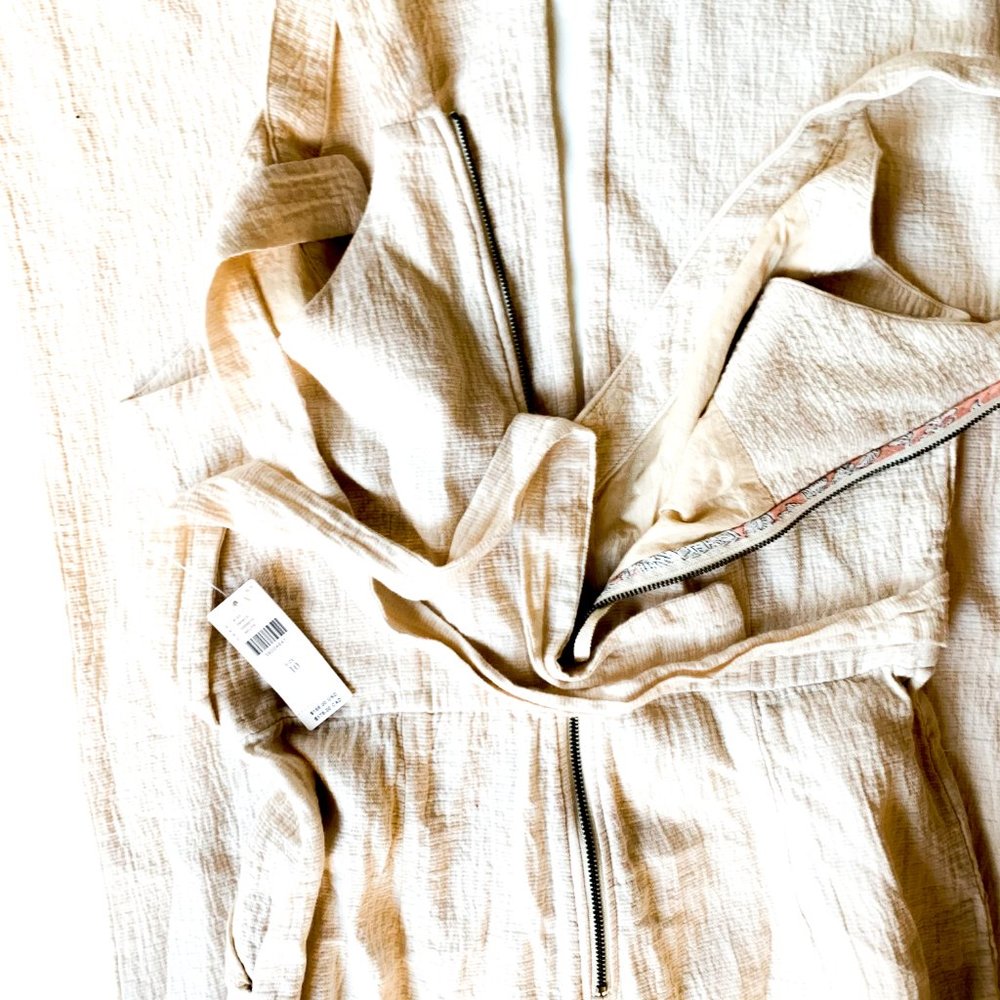 NWT anthropologie demi textured jumpsuit + pockets - Picture 3 of 5